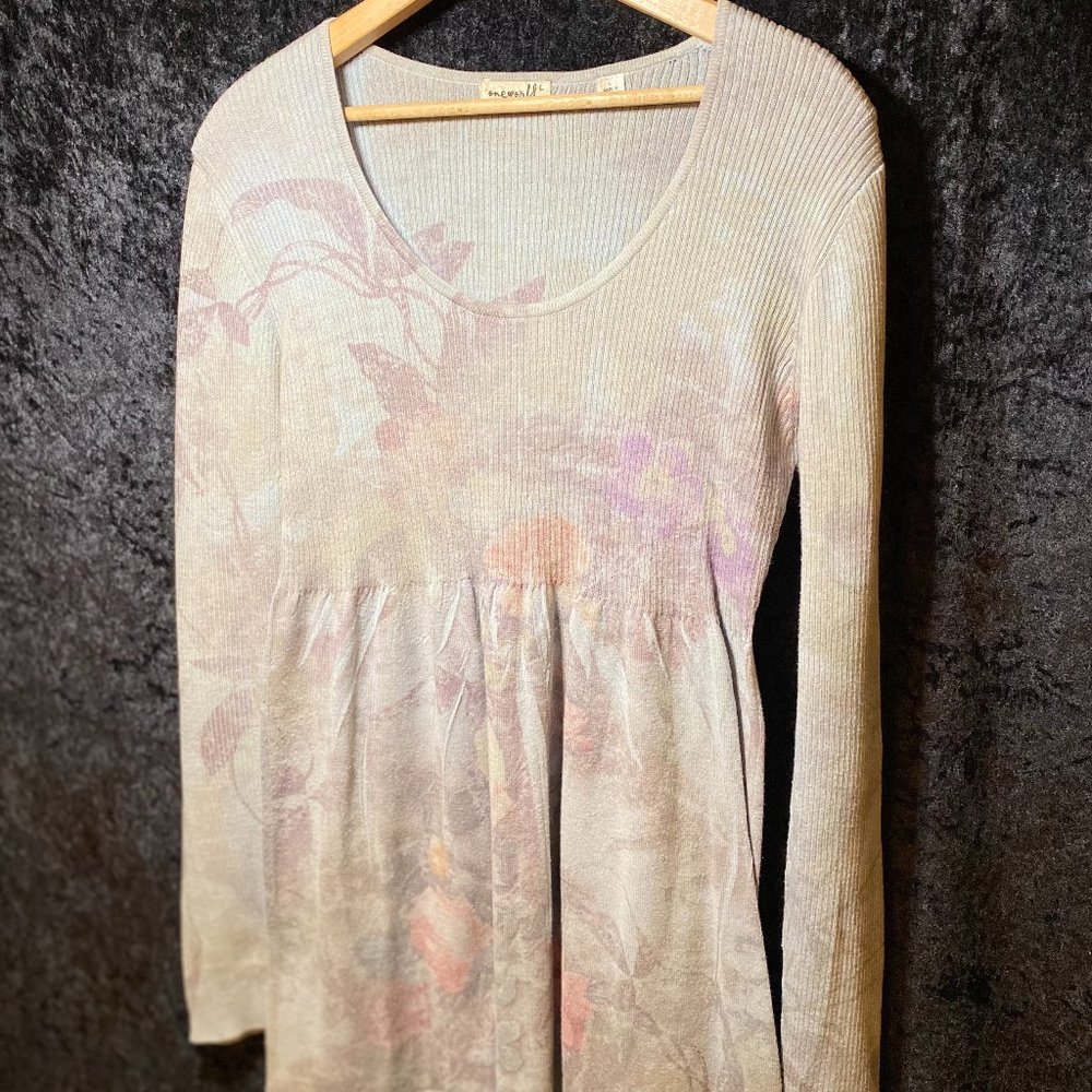 One World Long Sleeve Floral Top (Size L)